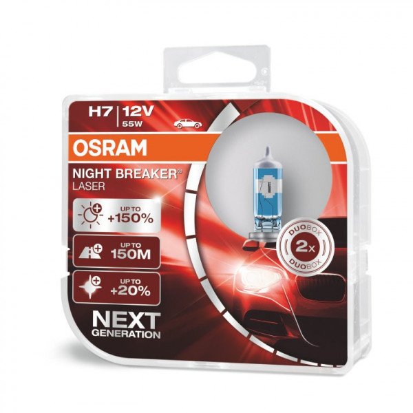 Osram lemputės Night Breaker LASER H7 +150% | NEXT