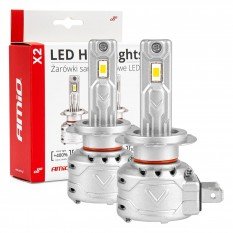 LED lemputės H7 Amio X2 +400% 72W 6500K 7920lm