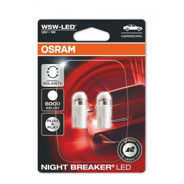 Legalios Osram LED lemputės w5w T10 Canbus gabaritinės lempos