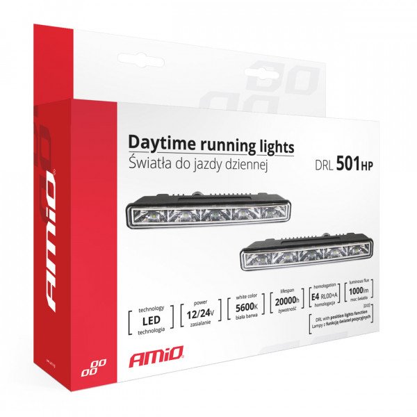LED dienos šviesos žibintai Amio 501 HP papildomo lempos automobiliui