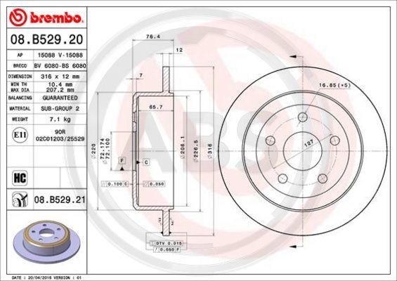 A.B.S. 08.B529.21 - Stabdžių diskas autoreka.lt