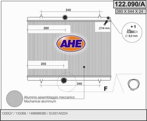 AHE 122.090/A - Radiatorius, variklio aušinimas autoreka.lt