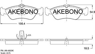 Akebono AN-4059K - Stabdžių trinkelių rinkinys, diskinis stabdys autoreka.lt