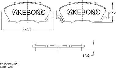 Akebono AN-642WKE - Stabdžių trinkelių rinkinys, diskinis stabdys autoreka.lt