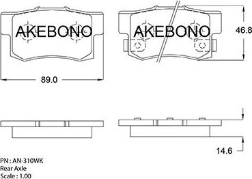 Akebono AN-310WK - Stabdžių trinkelių rinkinys, diskinis stabdys autoreka.lt