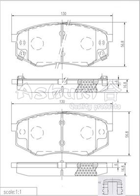 Ashuki Y029-50 - Stabdžių trinkelių rinkinys, diskinis stabdys autoreka.lt