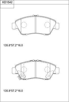 Asimco KD1542 - Stabdžių trinkelių rinkinys, diskinis stabdys autoreka.lt