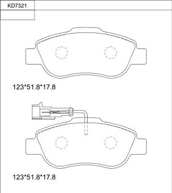 Asimco KD7321 - Stabdžių trinkelių rinkinys, diskinis stabdys autoreka.lt