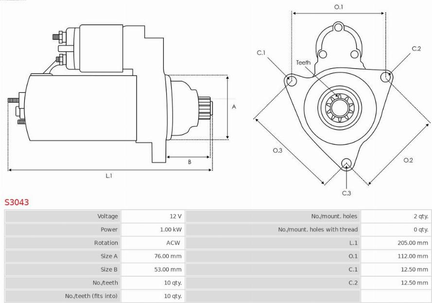 AS-PL S3043 - Starteris autoreka.lt