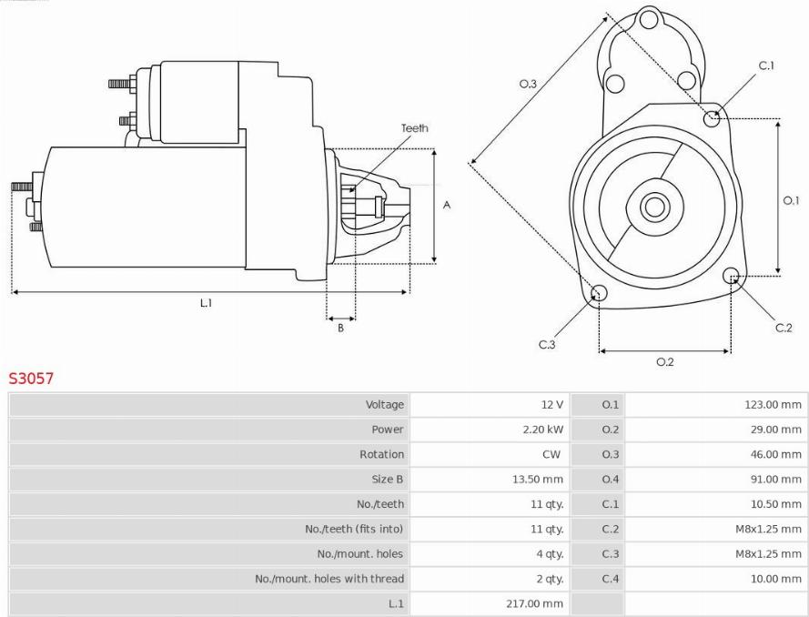 AS-PL S3057 - Starteris autoreka.lt