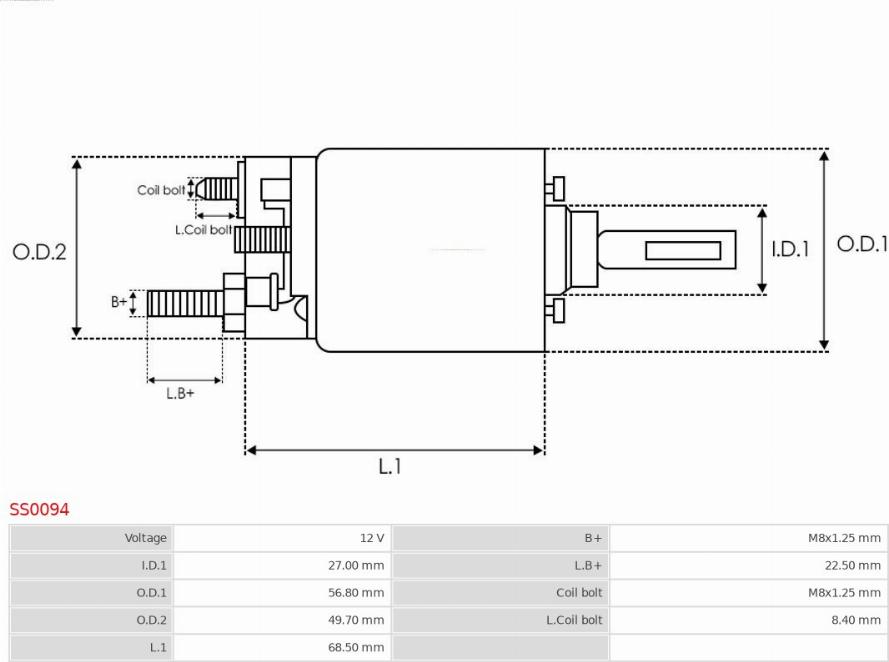 AS-PL SS0094 - Solenoidinis jungiklis, starteris autoreka.lt