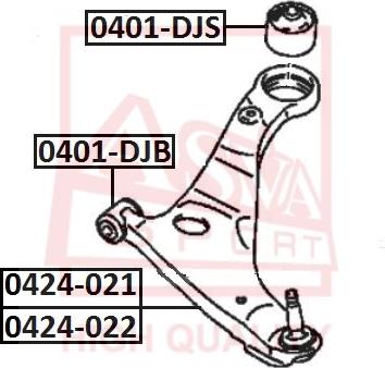 ASVA 0401-DJS - Valdymo svirties / išilginių svirčių įvorė autoreka.lt