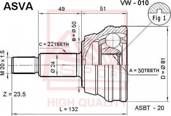 ASVA VW-010 - Jungčių komplektas, kardaninis velenas autoreka.lt