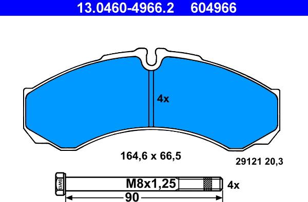 ATE 13.0460-4966.2 - Stabdžių trinkelių rinkinys, diskinis stabdys autoreka.lt