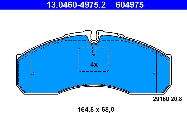 ATE 13.0460-4975.2 - Stabdžių trinkelių rinkinys, diskinis stabdys autoreka.lt