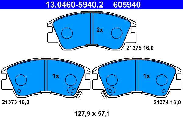 ATE 13.0460-5940.2 - Stabdžių trinkelių rinkinys, diskinis stabdys autoreka.lt