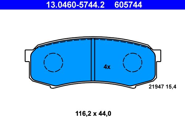 ATE 13.0460-5744.2 - Stabdžių trinkelių rinkinys, diskinis stabdys autoreka.lt