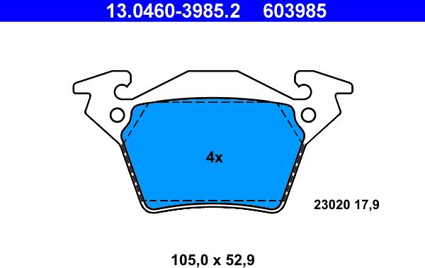 ATE 13.0460-3985.2 - Stabdžių trinkelių rinkinys, diskinis stabdys autoreka.lt