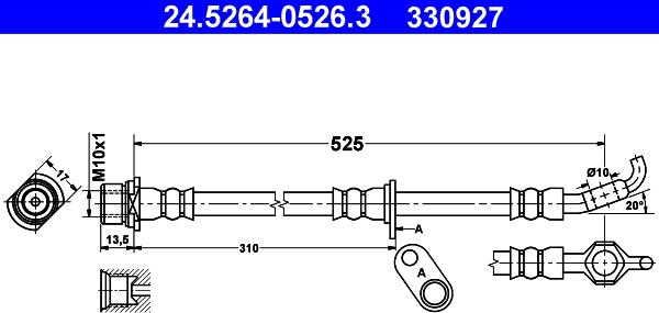 ATE 24.5264-0526.3 - Stabdžių žarnelė autoreka.lt