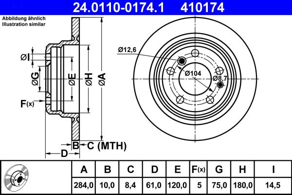 ATE 24.0110-0174.1 - Stabdžių diskas autoreka.lt