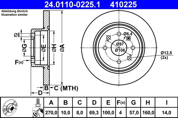 ATE 24.0110-0225.1 - Stabdžių diskas autoreka.lt