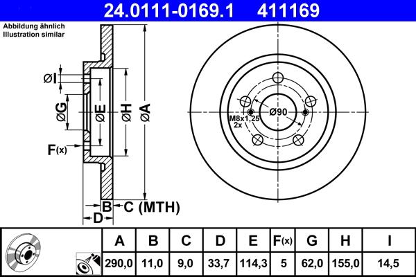 ATE 24.0111-0169.1 - Stabdžių diskas autoreka.lt