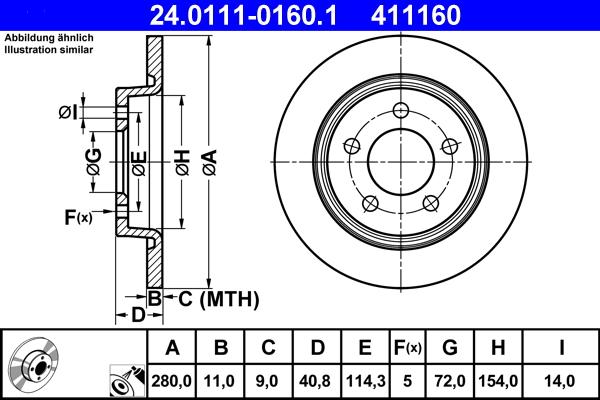 ATE 24.0111-0160.1 - Stabdžių diskas autoreka.lt