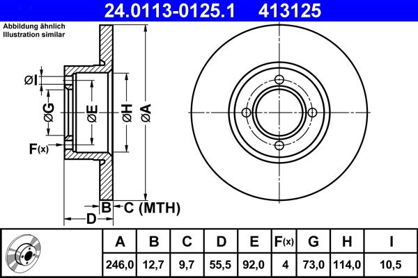 ATE 24.0113-0125.1 - Stabdžių diskas autoreka.lt