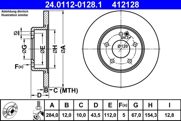 ATE 24.0112-0128.1 - Stabdžių diskas autoreka.lt