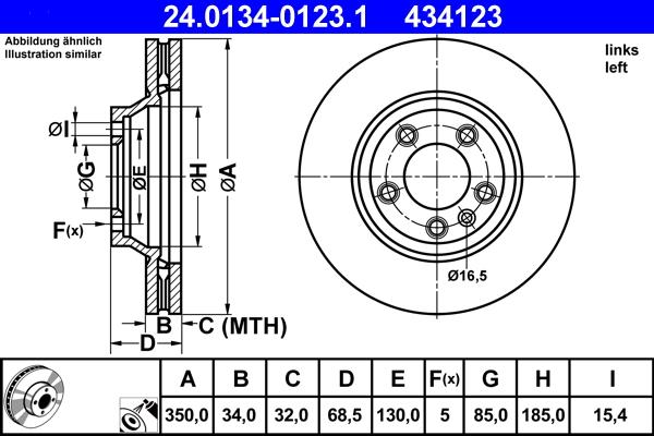 ATE 24.0134-0123.1 - Stabdžių diskas autoreka.lt