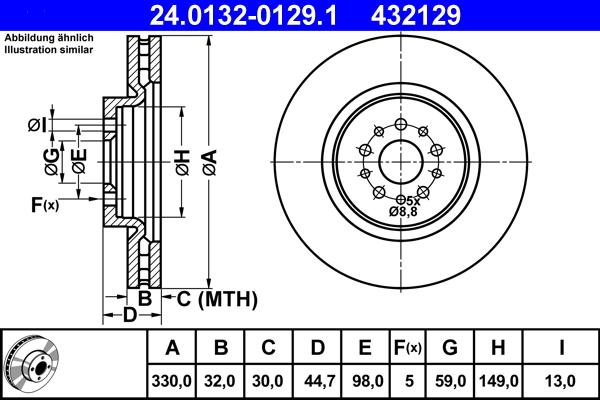 ATE 24.0132-0129.1 - Stabdžių diskas autoreka.lt