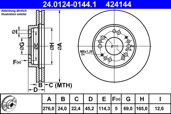 ATE 24.0124-0144.1 - Stabdžių diskas autoreka.lt