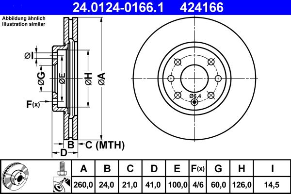 ATE 24.0124-0166.1 - Stabdžių diskas autoreka.lt