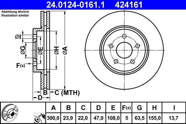 ATE 24.0124-0161.1 - Stabdžių diskas autoreka.lt