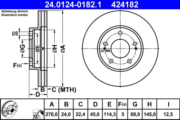 ATE 24.0124-0182.1 - Stabdžių diskas autoreka.lt