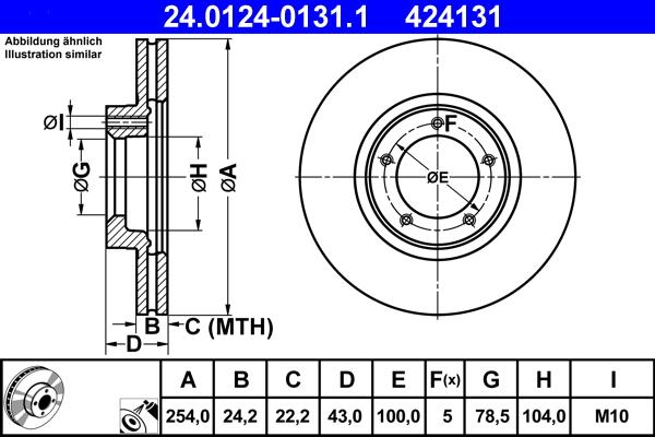 ATE 24.0124-0131.1 - Stabdžių diskas autoreka.lt