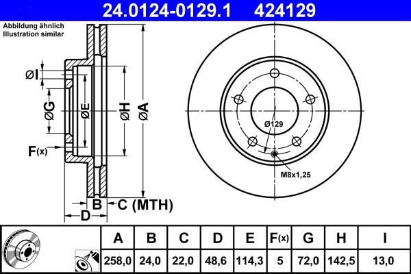 ATE 24.0124-0129.1 - Stabdžių diskas autoreka.lt