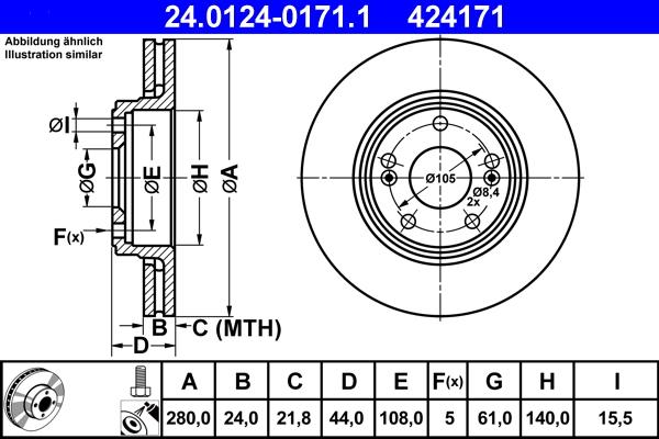 ATE 24.0124-0171.1 - Stabdžių diskas autoreka.lt