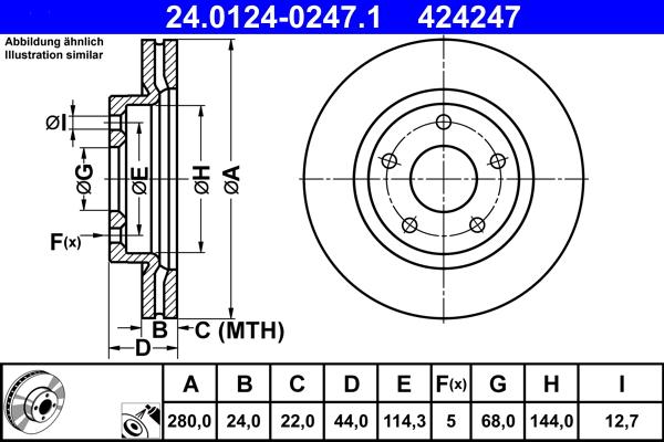ATE 24.0124-0247.1 - Stabdžių diskas autoreka.lt