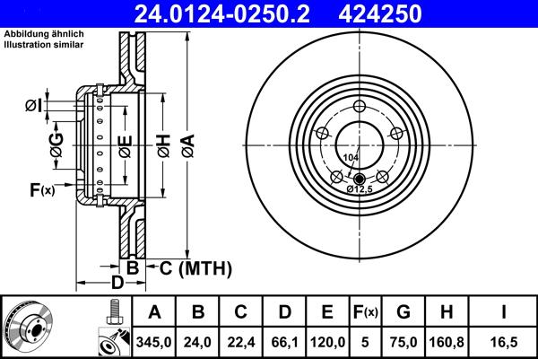 ATE 24.0124-0250.2 - Stabdžių diskas autoreka.lt