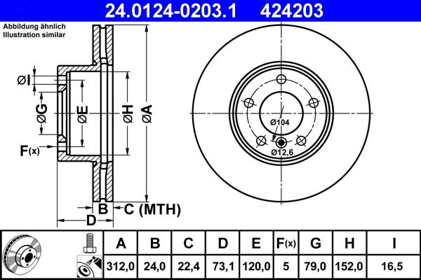 ATE 24.0124-0203.1 - Stabdžių diskas autoreka.lt