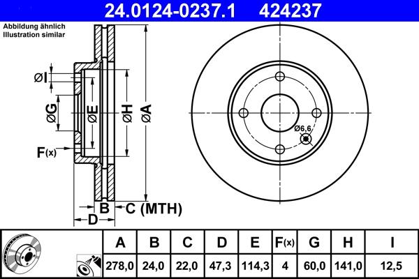 ATE 24.0124-0237.1 - Stabdžių diskas autoreka.lt