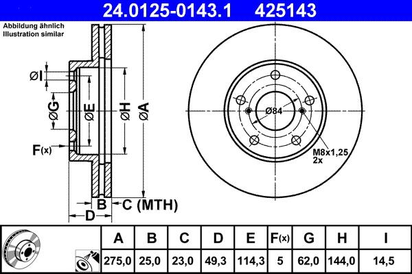 ATE 24.0125-0143.1 - Stabdžių diskas autoreka.lt