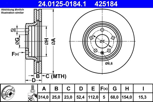ATE 24.0125-0184.1 - Stabdžių diskas autoreka.lt