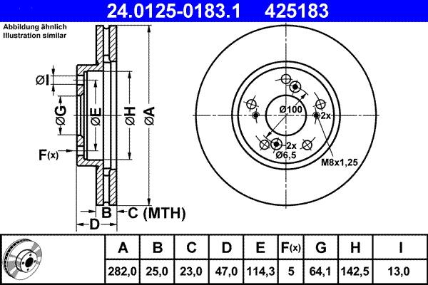 ATE 24.0125-0183.1 - Stabdžių diskas autoreka.lt