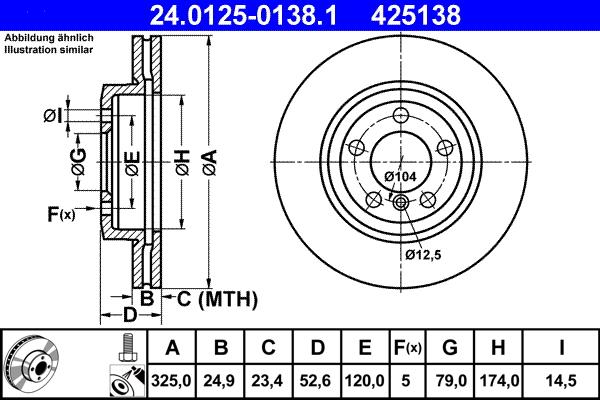 ATE 24.0125-0138.1 - Stabdžių diskas autoreka.lt