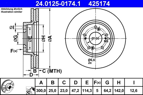 ATE 24.0125-0174.1 - Stabdžių diskas autoreka.lt
