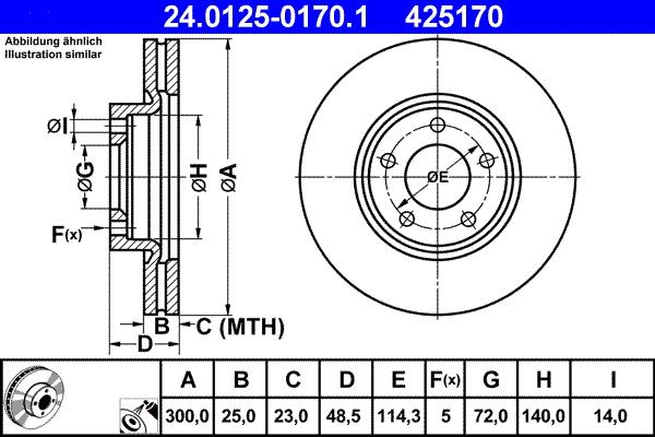 ATE 24.0125-0170.1 - Stabdžių diskas autoreka.lt