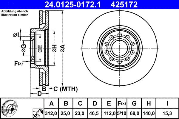 ATE 24.0125-0172.1 - Stabdžių diskas autoreka.lt