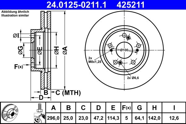 ATE 24.0125-0211.1 - Stabdžių diskas autoreka.lt